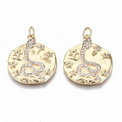 Кулоны из чеканной латуни с прозрачным кубическим цирконием KK-T062-28G-NF