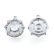Brass Micro Pave Clear Cubic Zirconia Charms, Cadmium Free & Nickel Free & Lead Free, Octagon, Real Platinum Plated, 14x12x5mm, Hole: 1.2mm