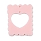Opeque Acrylic Pendants, Rectangle with Heart, Pink, 34.5x27x2mm, Hole: 1.5mm