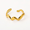 201 Stainless Steel Classic Wave Open Cuff Ring for Daily Commute, Golden, Inner Diameter: 16~18mm