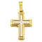Brass Pendants with Shell, Cadmium Free & Lead Free, Cross, Real 18K Gold Plated, 21x14.5x4mm, Hole: 3.5x6mm