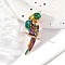 Parrot Alloy Enamel Brooches, with Rhinestone and Acrylic Beads, Colorful, 47x24mm