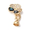 Flower Brass Micro Pave Cubic Zirconia Fold Over Clasps, Cadmium Free & Nickel Free & Lead Free, with Shell, Real 18K Gold Plated, 28mm, Hole: 5.5mm
