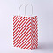 kraft Paper Bags, with Handles, Gift Bags, Shopping Bags, Rectangle, Diagonal Stripe Pattern, Red, 33x26x12cm