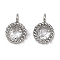 304 Stainless Steel Micro Pave Cubic Zirconia Charms, Flat Round, Stainless Steel Color, 9.5x6.5x2.5mm, Hole: 1.8mm