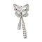 Brass Micro Pave Clear Cubic Zirconia Studs Pendants, Cadmium Free & Nickel Free & Lead Free, Butterfly, Platinum, 36x16x3mm, Hole: 3mm
