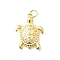 Brass Micro Pave Cubic Zirconia Pendants, Tortoise Charms, with Jump Ring, Rack Plating, Long-Lasting Plated, Lead Free & Cadmium Free, Real 18K Gold Plated, 22.5x17x3mm, Hole: 3mm