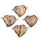 Natural Terahertz Stone Links Connectors, with Light Gold Tone Brass Findings, Faceted Heart, 26.5x34.5x5mm, Hole: 2mm