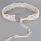 Bohemian Style Imitation Leather Cord Knitting Waist Belly Chains, with Alloy Rings, Old Lace, Platinum, 1150mm