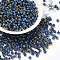 Glass Seed Beads, Half Plated, Inside Colours, Round Hole, Round, Medium Blue, 4x3mm, Hole: 1.4mm, 111pcs/10g