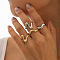 4Pcs Alloy Finger Rings Sets, Platinum & Golden, Inner Diameter: Adjustable
