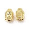 Brass Cubic Zirconia Beads, Buddha, Real 18K Gold Plated, Cadmium Free & Nickel Free & Lead Free, 14x9.5x10.5mm, Hole: 1.8mm