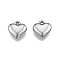 Non-Tarnish 201 Stainless Steel Charms, Heart, Stainless Steel Color, 13x13x4mm, Hole: 1.4mm
