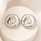 Rack Plating Spiral Shell Brass Hoop Earrings, Long-Lasting Plated, Lead Free & Cadmium Free, Platinum, 19x19.5x7.5mm