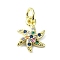 Brass Micro Pave Colorful Cubic Zirconia Pendants, Cadmium Free & Nickel Free & Lead Free, with Jump Ring, Star Charms, Real 18K Gold Plated, 12x8.5x2mm, Hole: 3mm