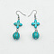 Cross & Round Ball Synthetic Turquoise & Alloy Dangle Earrings, Turquoise, show in picture8