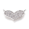 Brass Micro Pave Cubic Zirconia Links Connectors, Heart, Clear, Platinum, 5.5x15x2mm, Hole: 0.8mm
