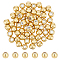60Pcs Brass Beads, Rubber inside, Slider Beads, Long-lasting Plated, Rondelle, Real 18K Gold Plated, 6x4.5mm, Hole: 2mm