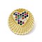 Brass Micro Pave Cubic Zirconia Pendants, Cadmium Free & Lead Free, Round Heart Charms, Real 16K Gold Plated, Mixed Color, 9.5x24.5mm, Hole: 3.5x5.5mm