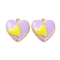 Brass Enamel Pendants, Real 18K Gold Plated, Heart Charm, Lilac, 18.5x18x5mm, Hole: 1.8mm
