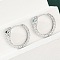 Brass Green Cubic Zirconia Hoop Earrings, Snake, Platinum, 19.5x5.5x18mm