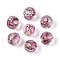 Handmade Foil Lampwork Beads, Round with Flower, Pale Violet Red, 10mm, Hole: 1~1.2mm