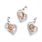 Natural Picture Jasper Pendants, with Platinum Tone Brass Findings and Crystal Rhinestone, Heart, 29x21.5x9mm, Hole: 7x3.5mm