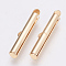 Brass Slide On End Clasp Tubes, Slider End Caps, Cadmium Free & Nickel Free & Lead Free, Light Gold, 6x25x4mm, Hole: 1x3mm, Inner Diameter: 3mm