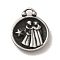 304 Stainless Steel Pendants, Flat Round with Constellations Charm, Antique Silver, Gemini, 20.5x17x3mm, Hole: 2.5x2mm