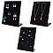 3Pcs 3 Styles Velvet Finger Ring & Necklace & Earring Display Stands, Jewelry Display Rack, L-Shaped, Rectangle, with Imitation Pearl Head Pins, Black, 19.5~20x9.8~10.5x24.2~25.3cm, 1pcs/style