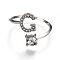 Alloy Cuff Rings, Open Rings, with Crystal Rhinestone, Platinum, Letter.G, US Size 7 1/4(17.5mm)