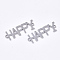 Non-Tarnish 201 Stainless Steel Links connectors, Laser Cut Links, Word Happy, Stainless Steel Color, 29x9x1mm, Hole: 1.5mm