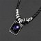 Alloy & Glass & Imitation Leather Cord Pendant Necklaces, Rectangle with Constellation Pattern , Libra, 19.69 inch(50cm)