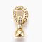 Brass Micro Pave Cubic Zirconia Fold Over Clasps, Oval, Clear, Real 18K Gold Plated, 18mm, Inner: 4mm