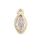Brass Micro Pave Cubic Zirconia Pendants, Real 14K Gold Plated Charms, Oval, 9.5x4.5x2mm, Hole: 1mm