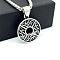 Vintage Stainless Steel Hollow Viking Knot Coin Pendant Necklaces for Women Fashion Jewelry, Stainless Steel Color