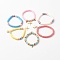 Handmade Polymer Clay Heishi Beads Stretch Bracelets, with Brass Spacer Beads and Alloy Pendants, Mixed Shape, Mixed Color, Inner Diameter: 1-3/4~1-7/8 inch(4.5~4.8cm)