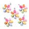 Resin Pendants, with Platinum Iron Peg Bail, Flower, Colorful, 28x19x6.5mm, Hole: 2mm