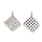 Brass Micro Pave Clear Cubic Zirconia Pendants, Lead Free & Cadmium Free, Rhombus, Platinum, 10x8.5x2mm, Hole: 0.8mm