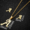 201 Stainless Steel Pendant Necklaces & Stud Earrings Sets, Golden, Letter A, 400mm