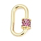 Oval Brass Micro Pave Cubic Zirconia Screw Carabiner Clasps, Long-Lasting, Rack Plating, Lead Free & Cadmium Free, Wine Glass, Purple, 19.5x12x5mm