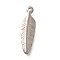 201 Stainless Steel Pendants, Feather Charms, Anti-Tarnish, Stainless Steel Color, 18.5x5.5x2mm, Hole: 1.2mm