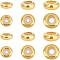 12Pcs 3 Styles 925 Sterling Silver Beads, with Rubber, Slider Beads, Rondelle, Real 18K Gold Plated, 5~7x2~3.5mm, Hole: 2mm, 4pcs/style