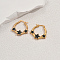 Stylish 201 Stainless Steel Star Hoop Earrings, with Enamel, Black, 29x28mm
