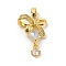 Brass Pendants, with Cubic Zirconia, Bowknot, Golden, 22x14.5x7mm, Hole: 4x3mm
