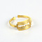 Simple Stainless Steel Adjustable Cuff Rings for Women, Fashionable Personalized Hand Jewelry, Real 18K Gold Plated, Blade Shape, show in picture