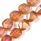 Electroplate Glass Beads Strands, Frosted, Faceted Polygon, Dark Orange, 12.5x9.5x7mm, Hole: 1mm, about 50pcs/strand, 23.86 inch(60.6cm)

