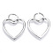 Brass Pendants, with Jump Rings, Nickel Free, Heart, Real Platinum Plated, 25x25x2mm, Hole: 10mm