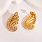 Elegant Stainless Steel Wing Stud Earrings, with Rhinestone, Golden, 29x16.7mm