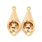 Brass Rhinestone Pendants, Cadmium Free & Nickel Free & Lead Free, Bouquet Charms, Real 18K Gold Plated, 20x8x6.5mm, Hole: 1.2mm